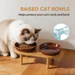 Havniva bol sur support bambou hauteur 3,2" adapté aux chats plus grands ou seniors