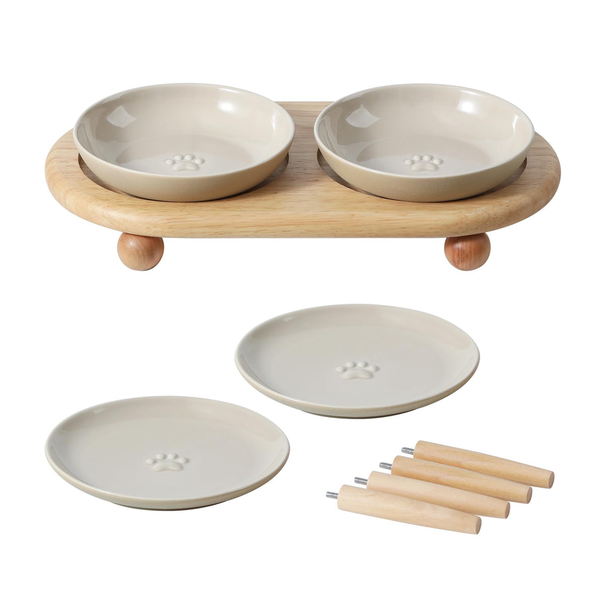 Havniva ensemble devant présentant bols céramique et supports, confort pour chat