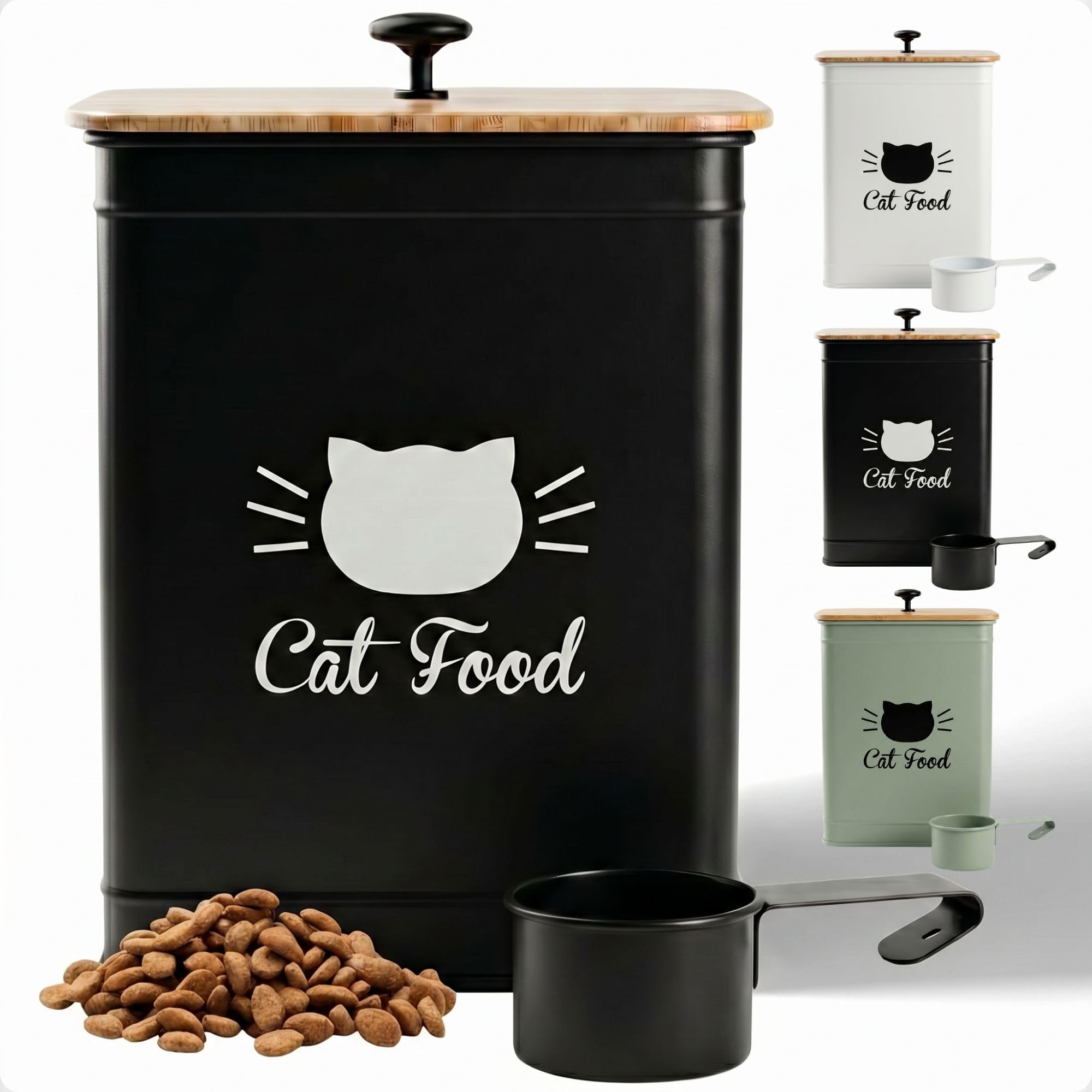 HB Design Co. vue avant du récipient pour croquettes, gain d'espace pratique