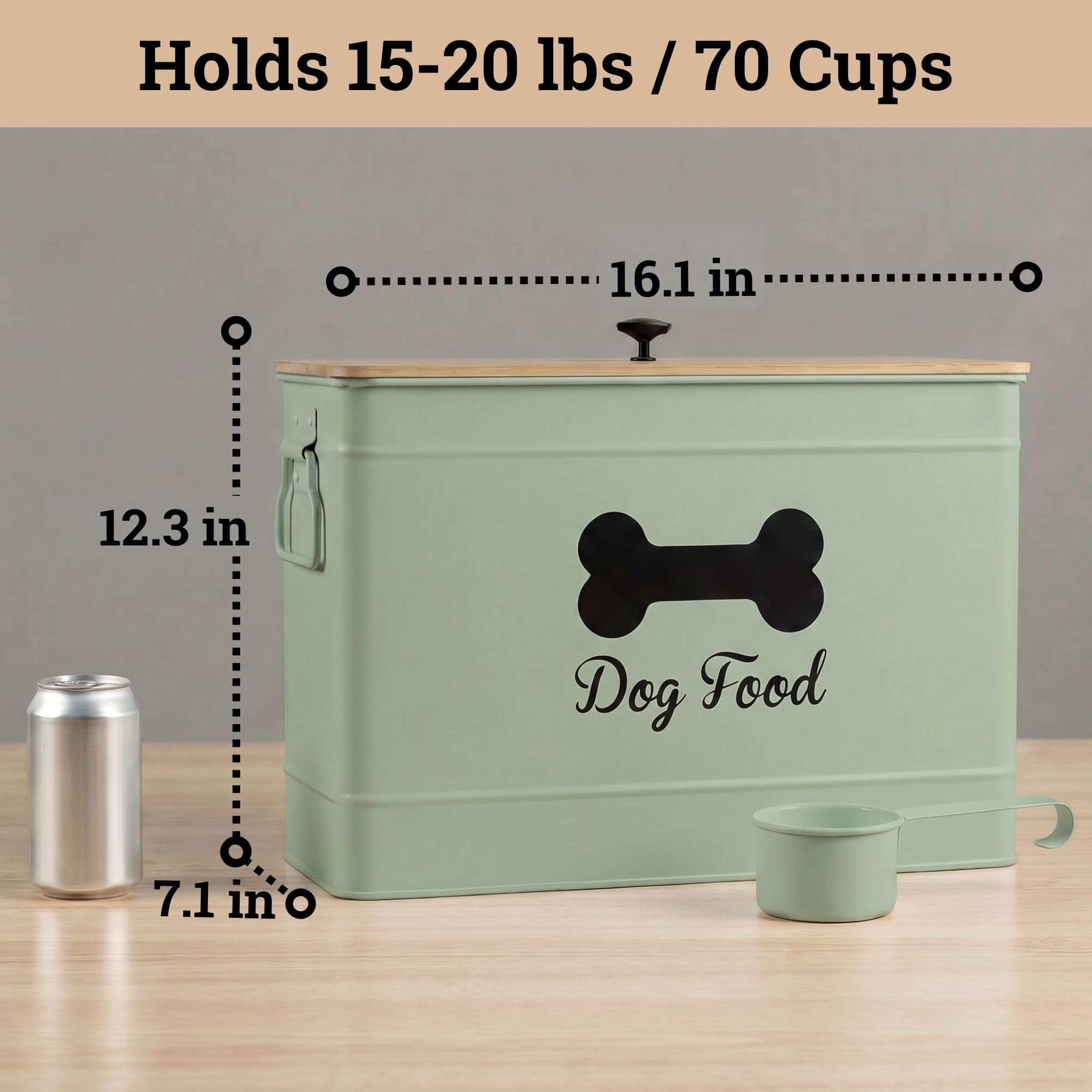 HB Design Co. intérieur rempli de croquettes pour stockage hygiénique