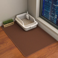 HCY&WLD vue frontale du tapis litière montrant capture efficace des granulés