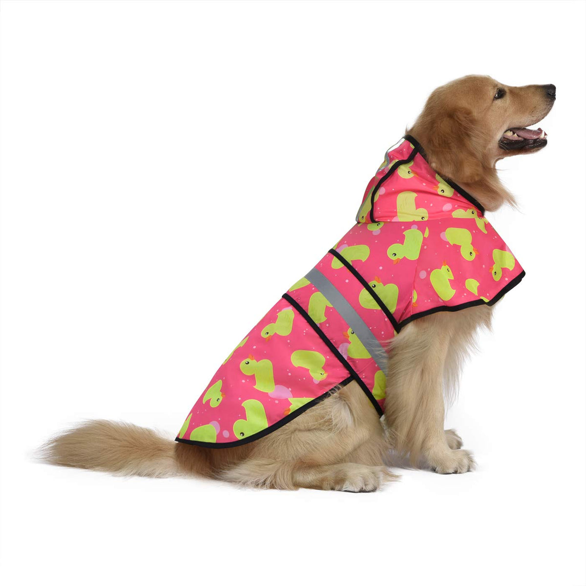 HDE imperméable rose vue avant montrant coupe et protection contre la pluie