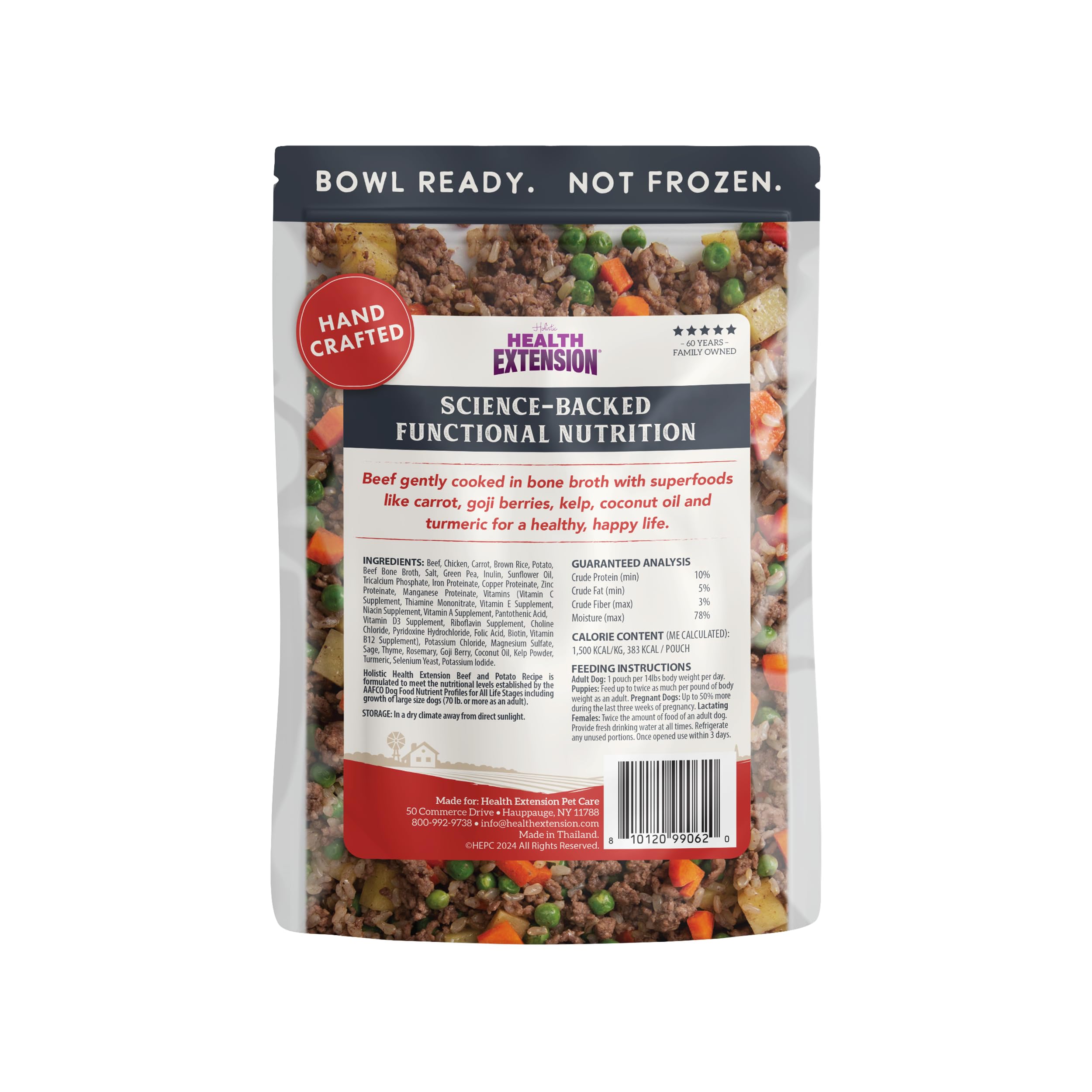 Health Extension étiquette nutrition offrant des informations claires pour les propriétaires
