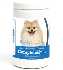 Healthy Breeds packaging frontal montrant chews et bénéfices pour santé