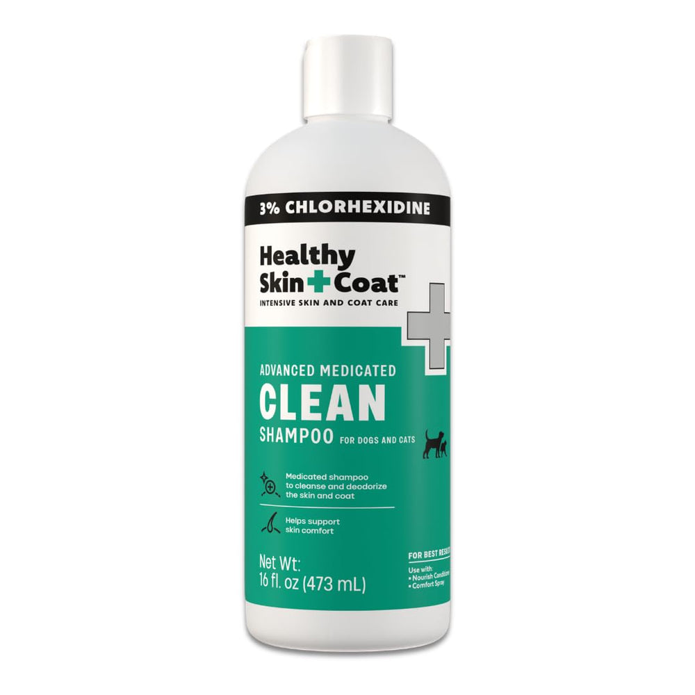 Healthy Skin + Coat flacon avant montrant l’étiquette et bénéfice nettoyage efficace