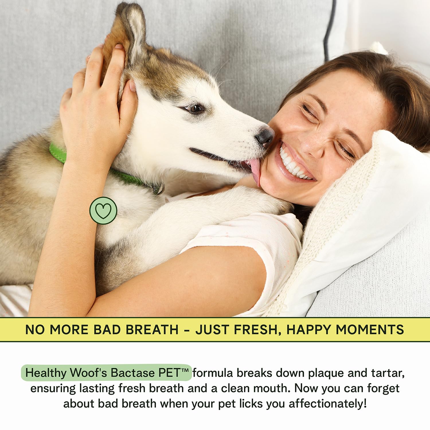 Healthy Woof étiquette en gros plan prouvant qualité et tests tiers