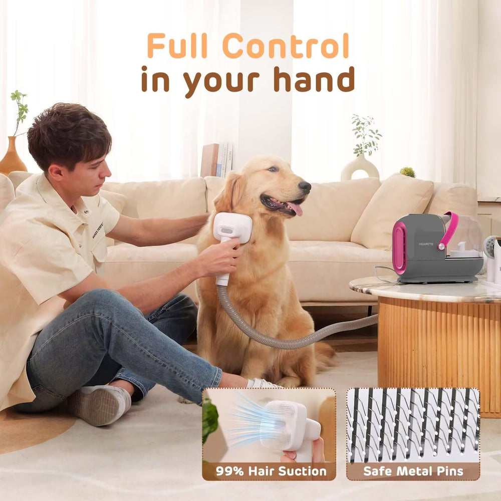 HEAPETS peigne massage en action pour apaiser l'animal pendant la coupe