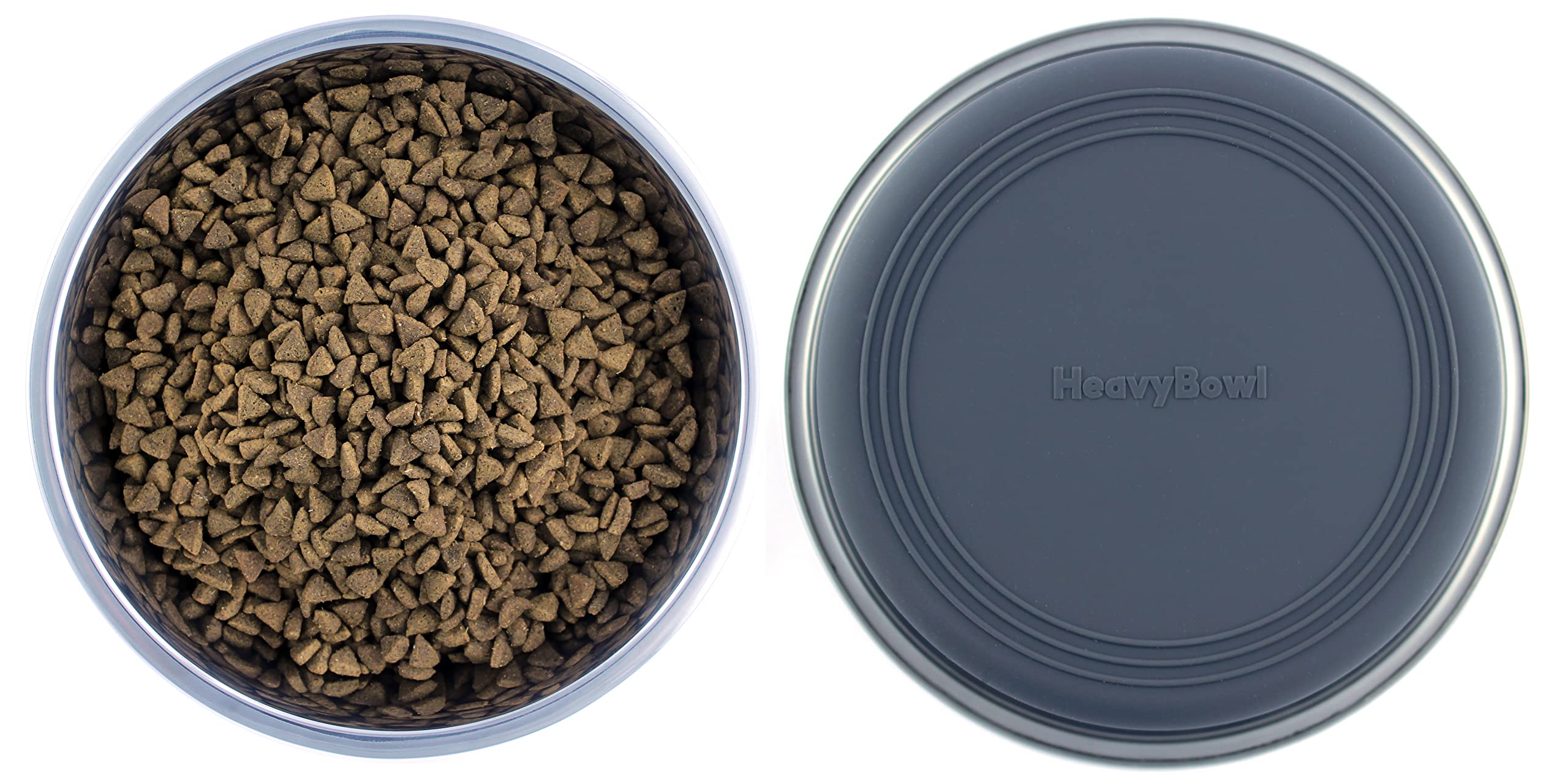 HeavyBowl gamelle en usage avec chien enthousiaste, réduit renversements et dégâts