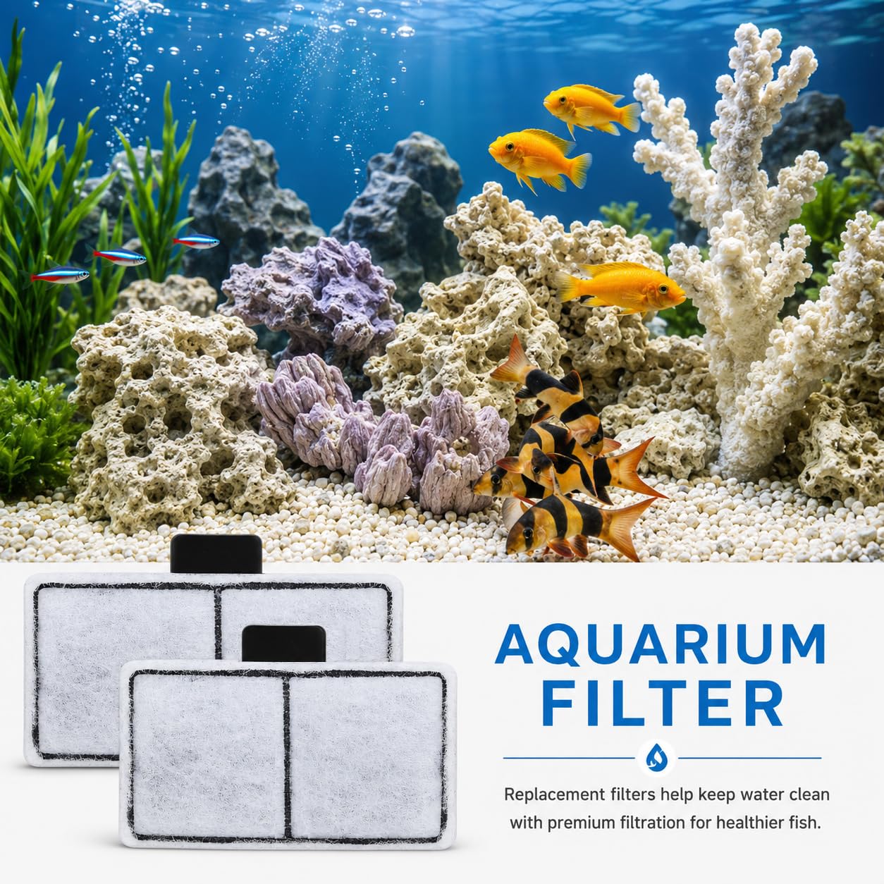 Hedday cartouche en situation aquarium lifestyle améliorant clarté de l'eau et circulation