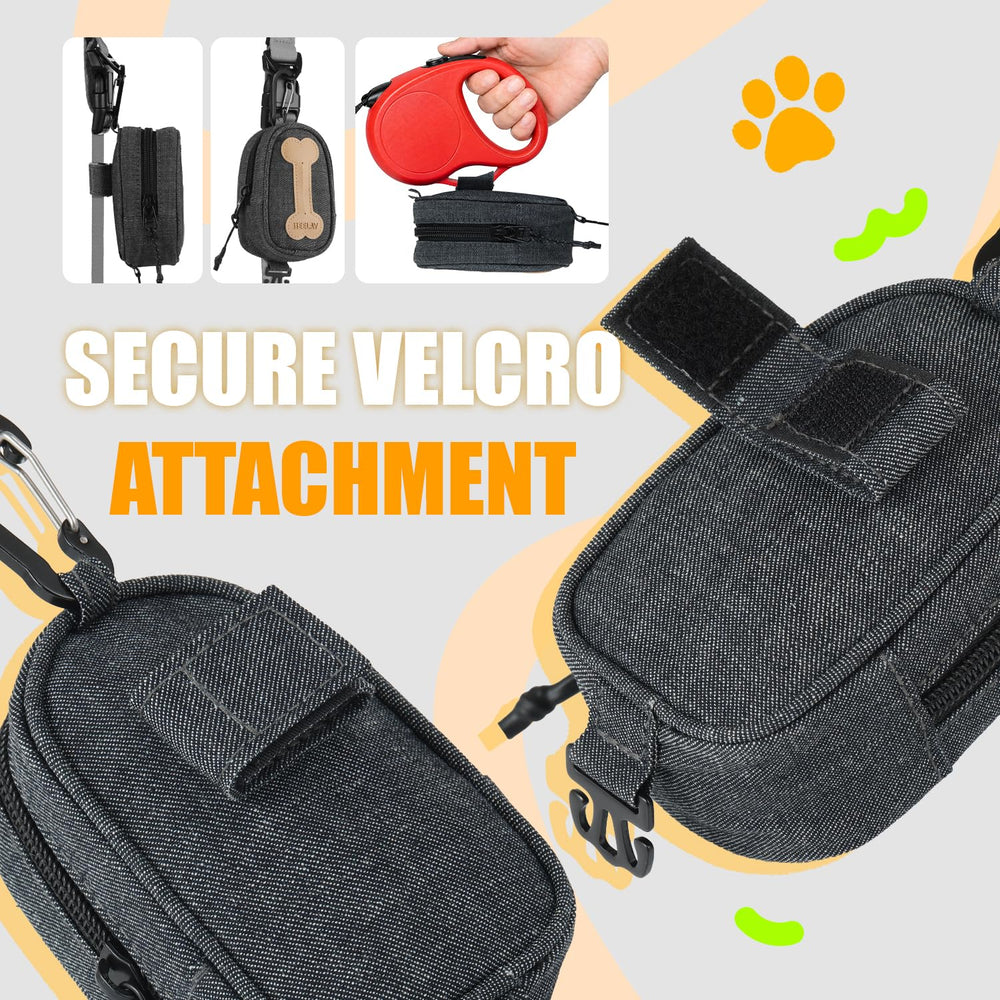 Heelay comparaison taille montrant un rouleau de sacs, clés et friandises à l'intérieur