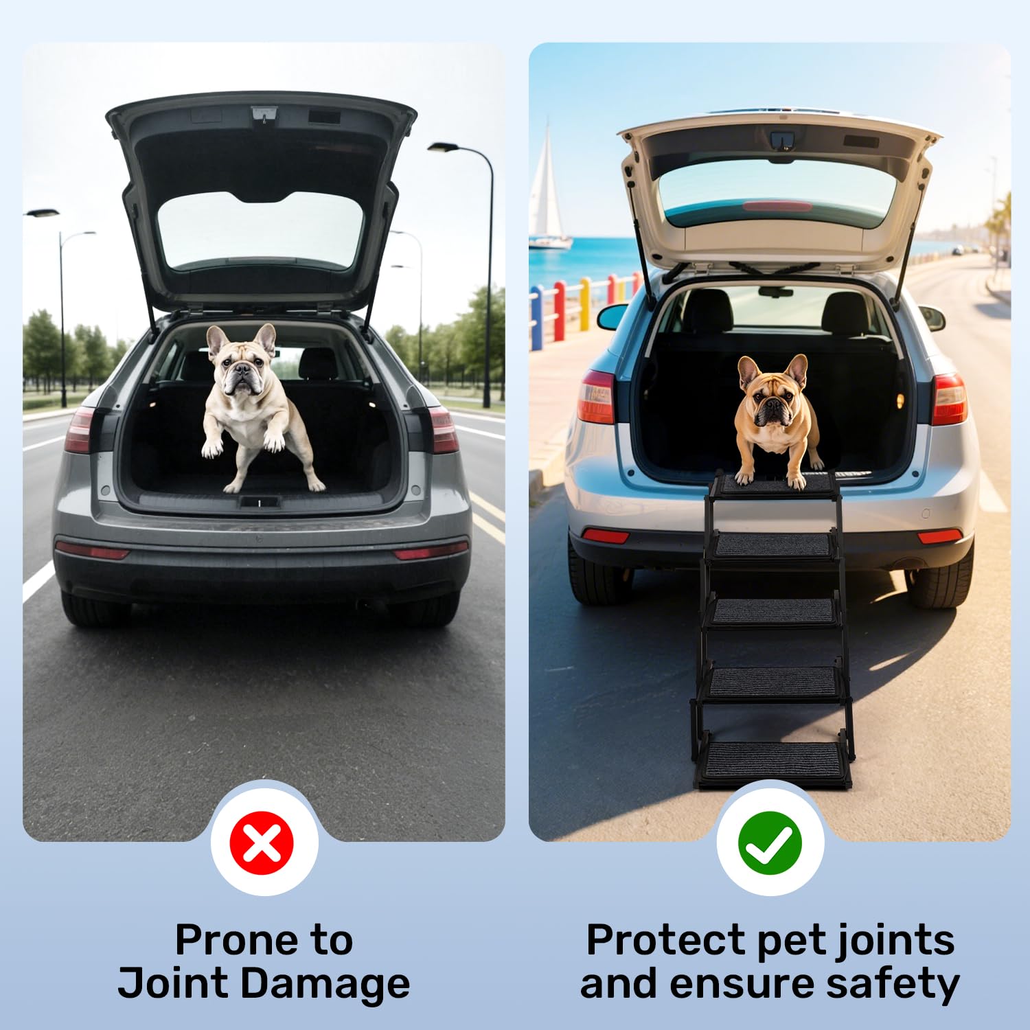 Heeyoo chien montant dans un SUV à l'aide des marches, réduit effort