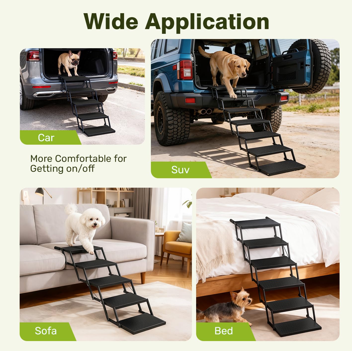Heeyoo scène lifestyle chien montant dans un SUV pour sorties et voyages