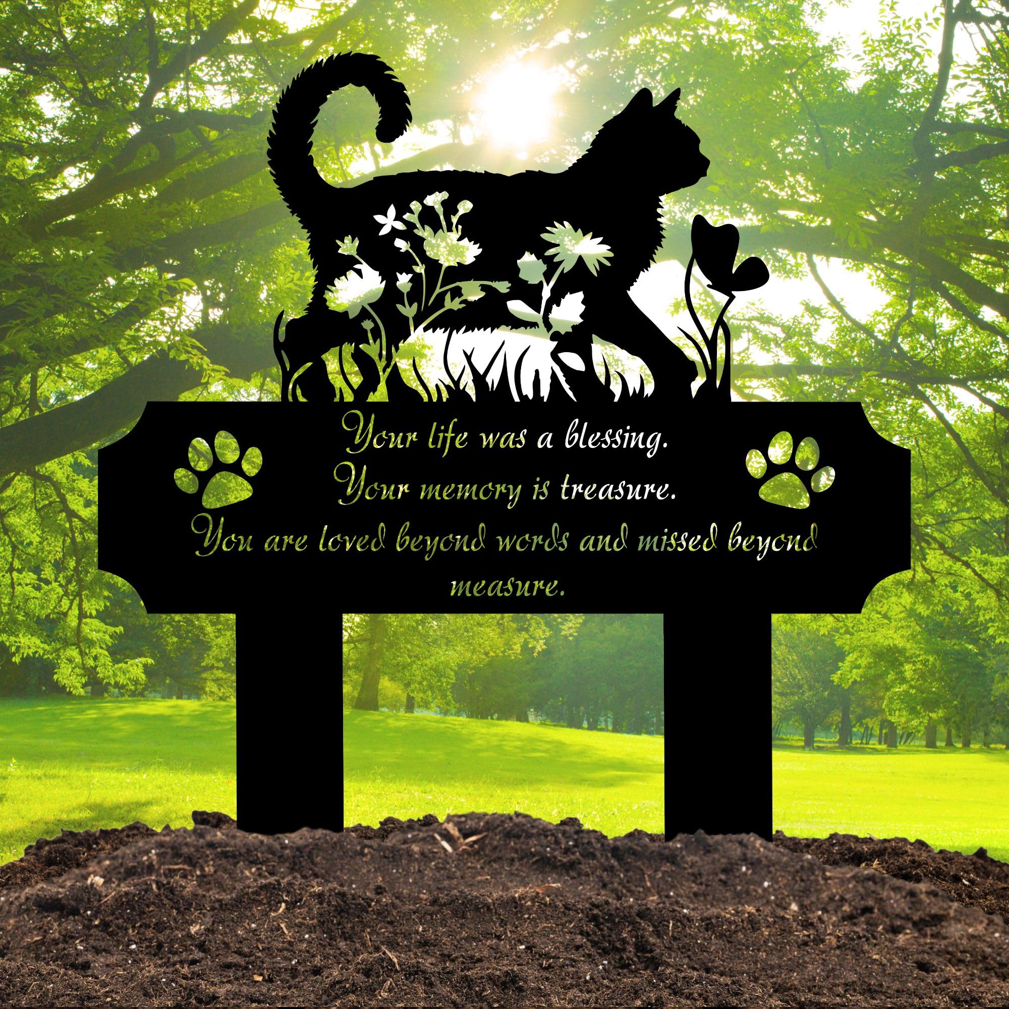 HEGANITS plaque posée dans un pot de fleurs pour hommage extérieur