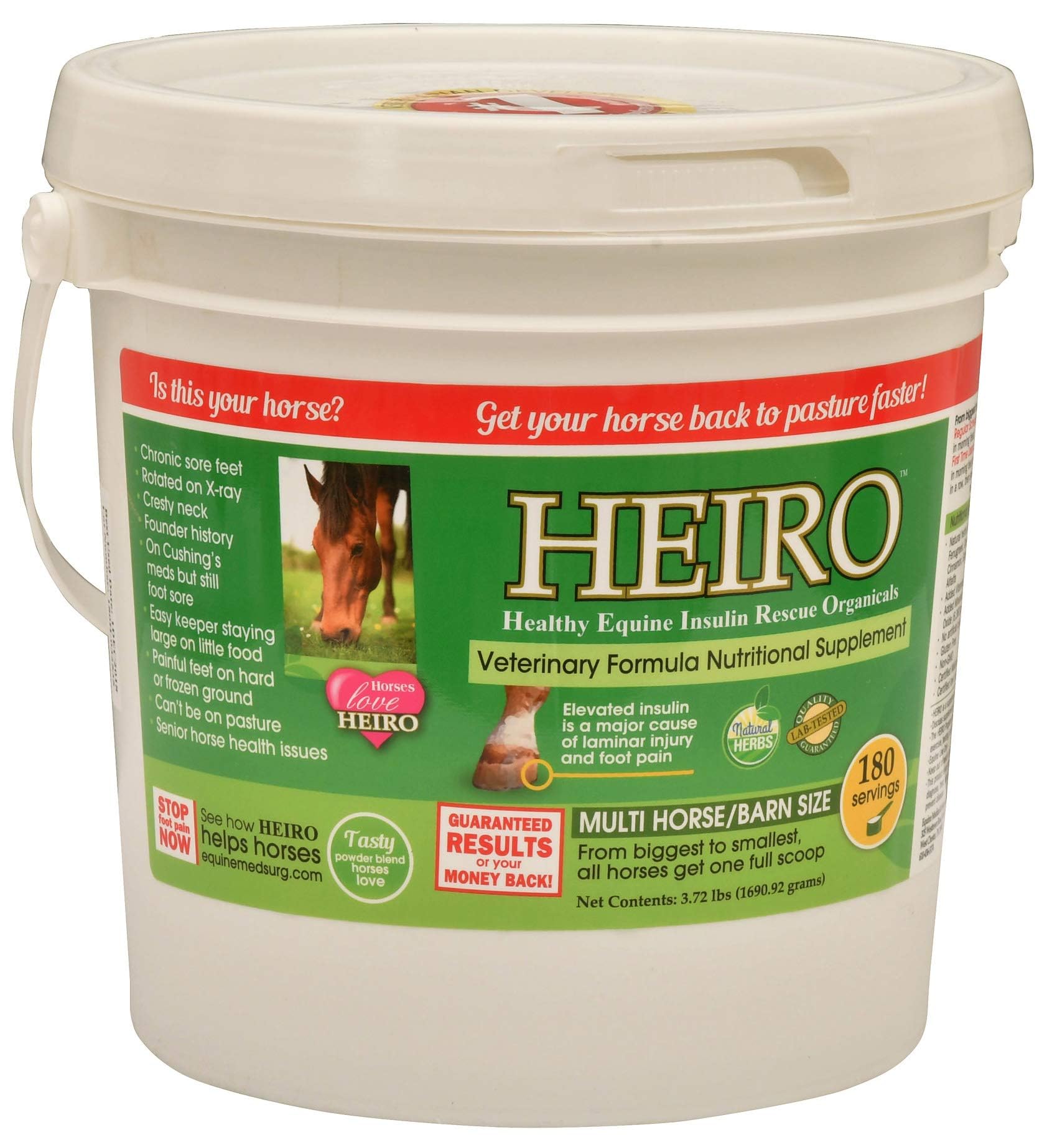 HEIRO cheval au pré avec produit indiquant gestion du confort