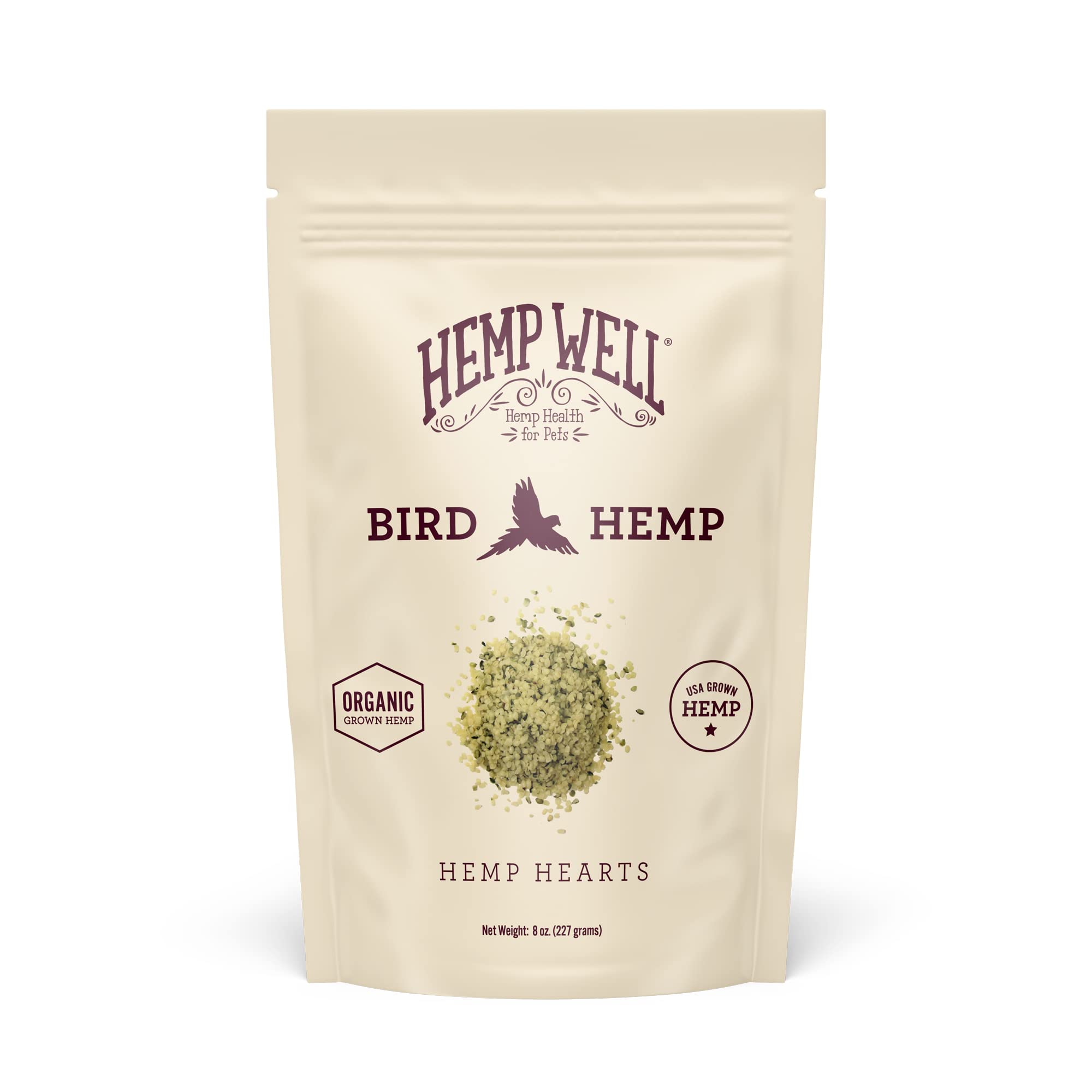 Hemp Well emballage avant 8 oz montrant le sachet refermable pour conservation