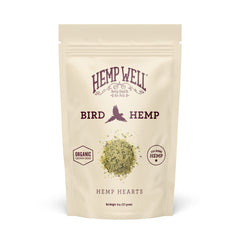 Hemp Well emballage avant 8 oz montrant le sachet refermable pour conservation