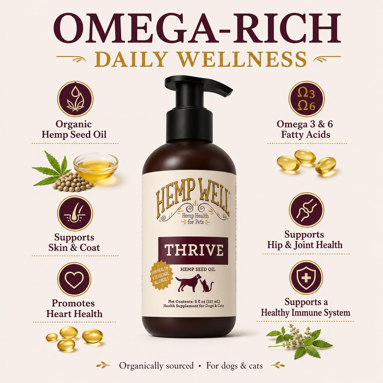 Hemp Well gros plan étiquette lisible garantissant ingrédients biologiques