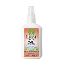 Hempz Petz bouteille face avant montrant l’étiquette et parfum fruité