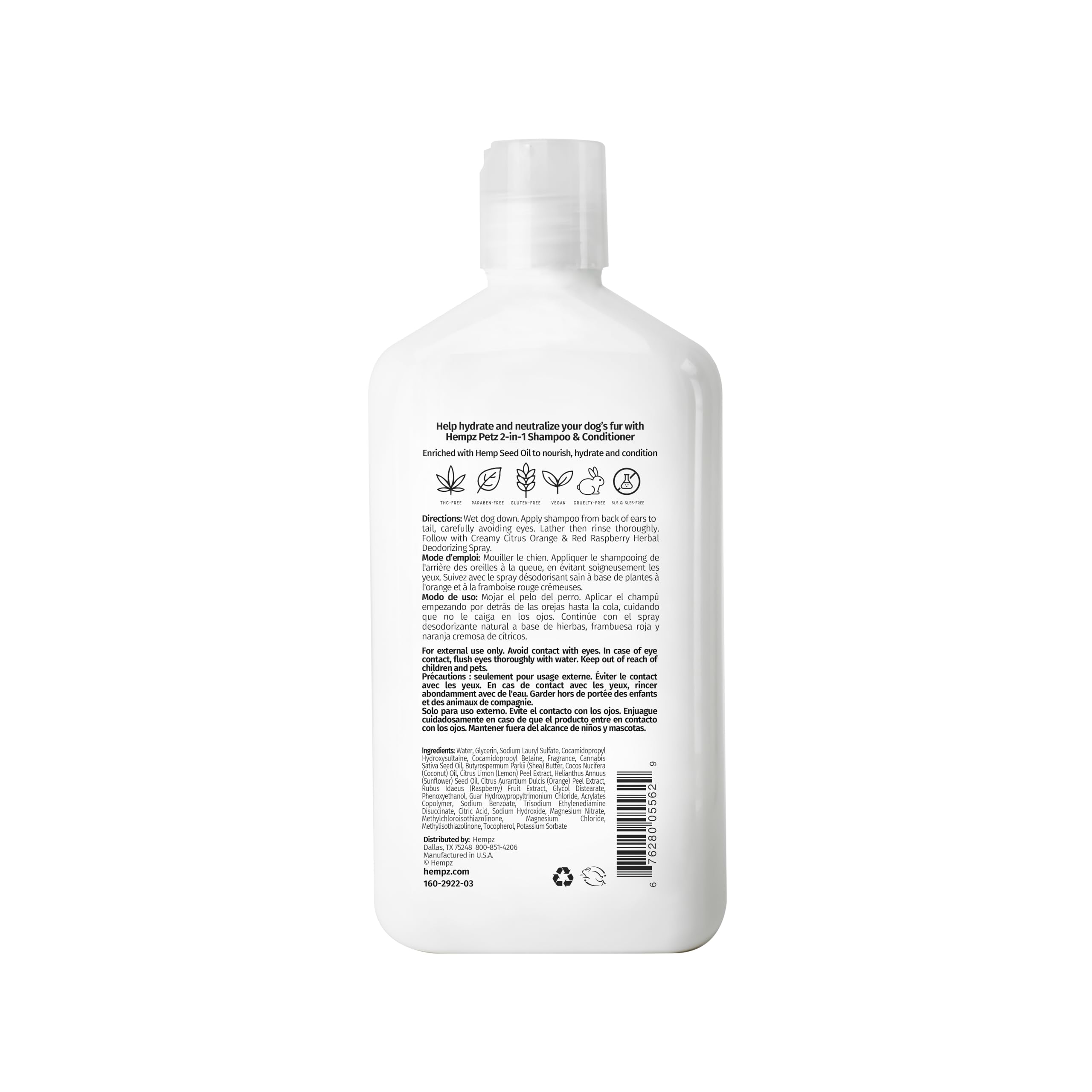 Hempz Petz mousse texture crémeuse facilite rinçage et hydratation