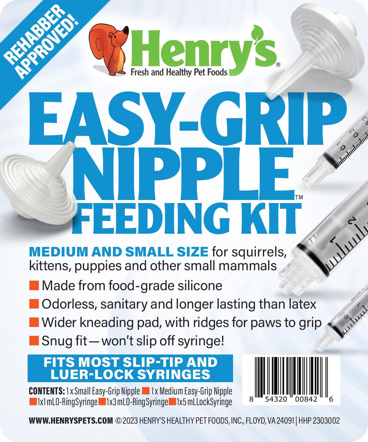 Henry's emballage avant du kit de tétines montrant contenu et informations, utile pour l’achat