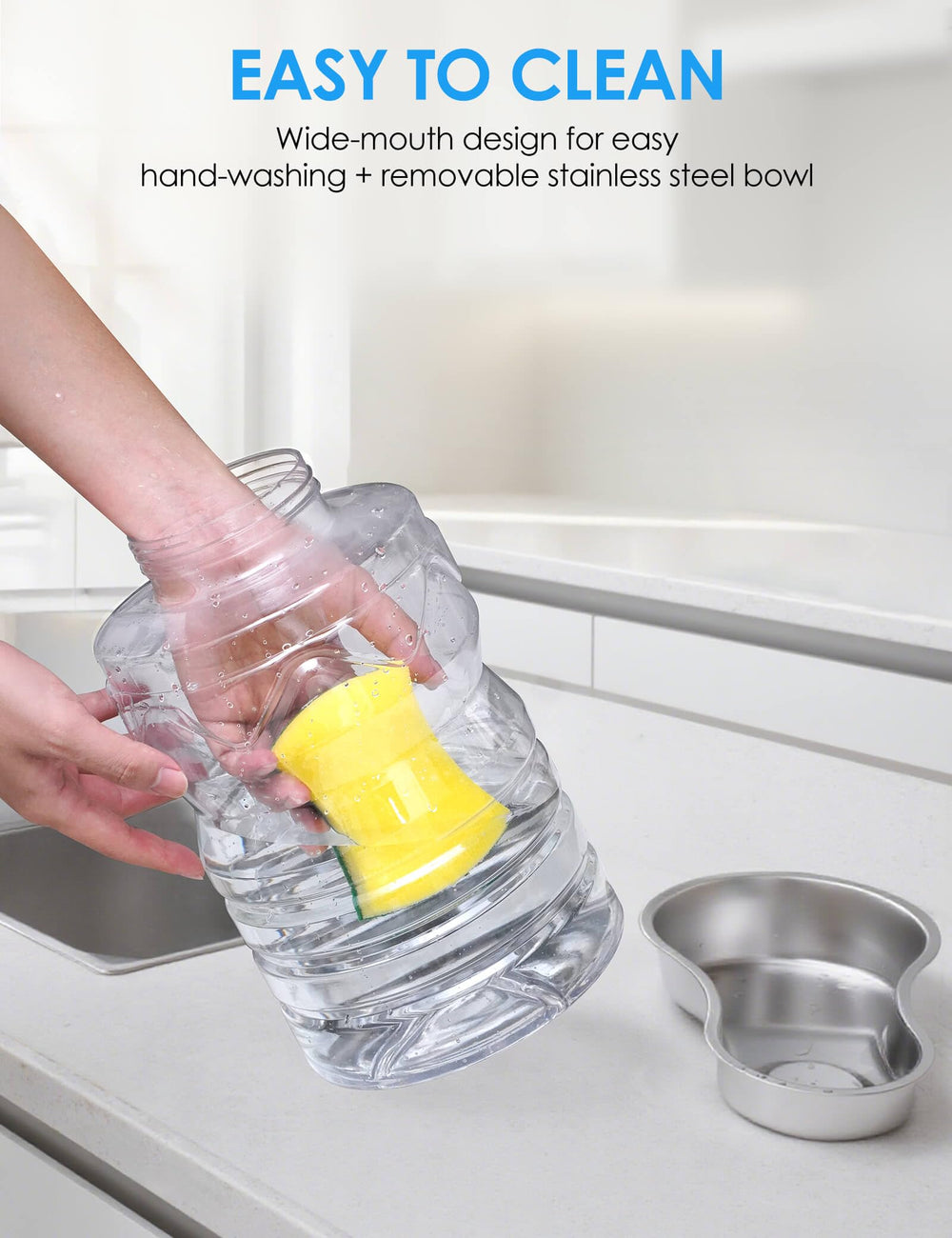 heouvo bol inox détaché, surface sanitaire résistante et lavable