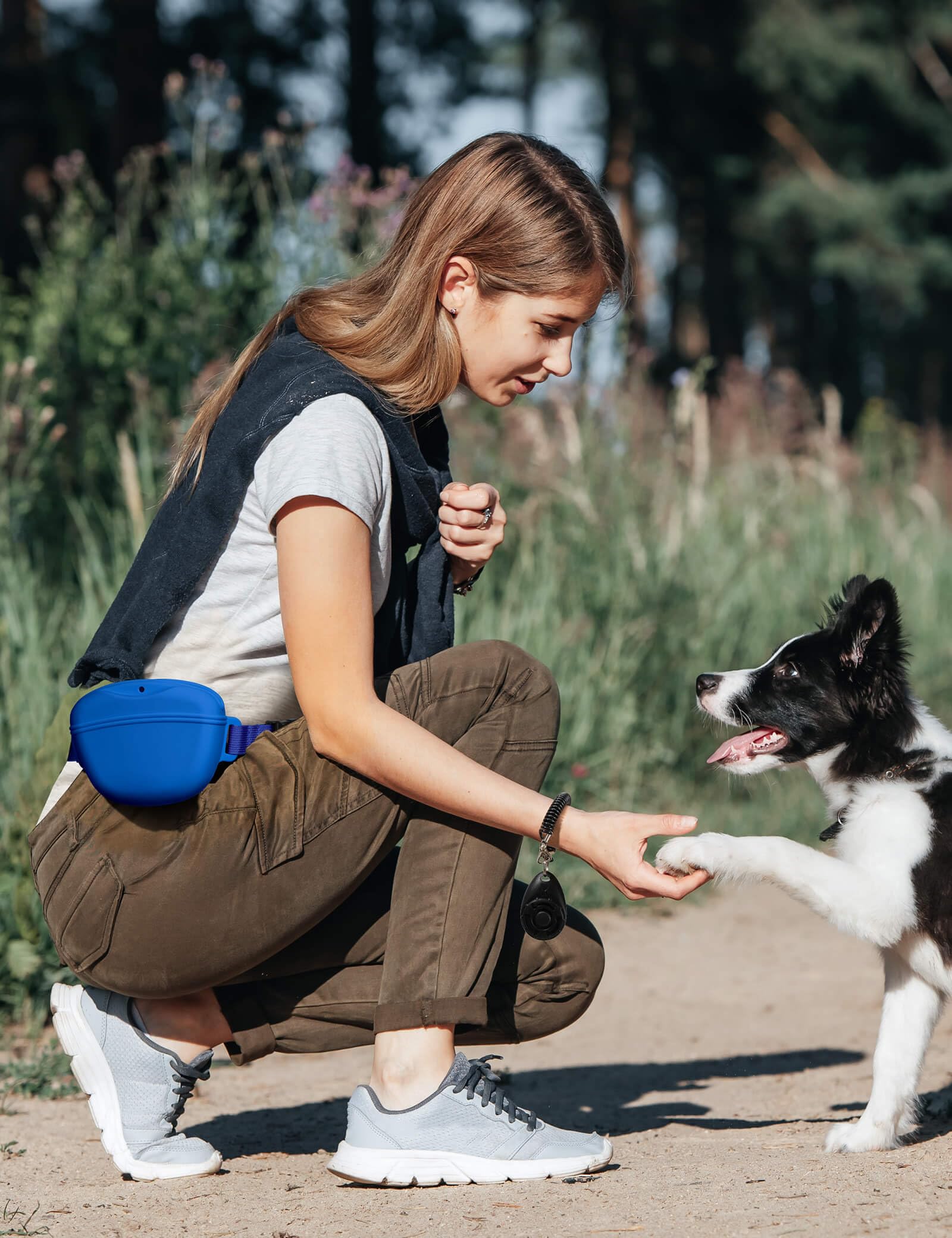 heouvo poche en usage distribuant friandise pour entraînement efficace