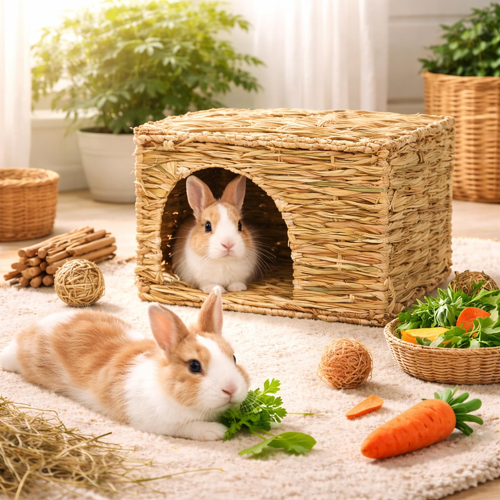 HERCOCCI lapin utilisant la maisonnette, confort et stimulation durable