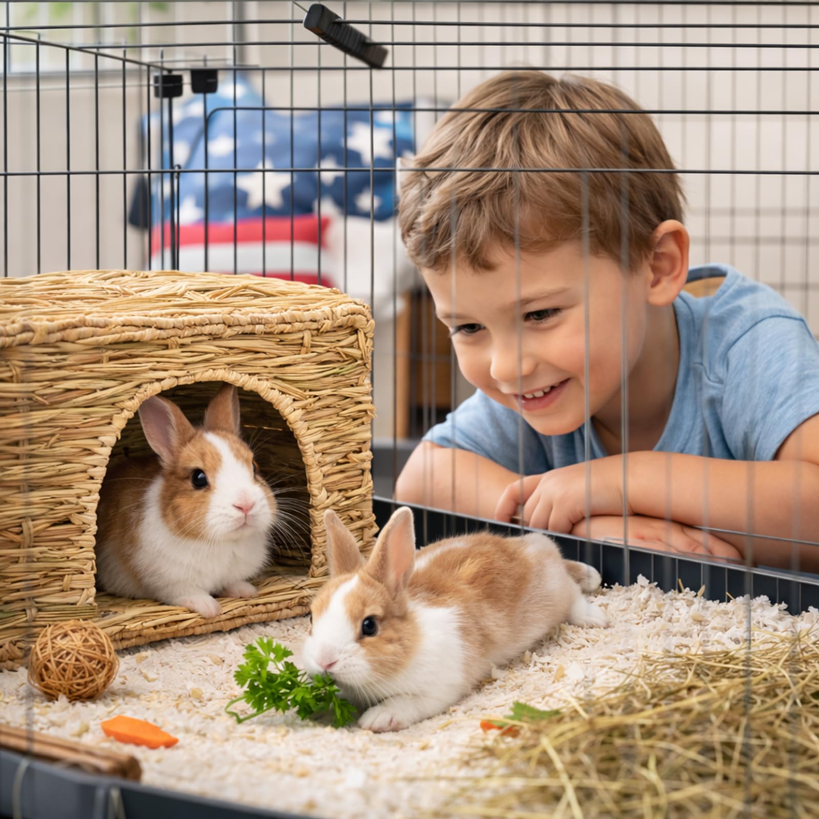 HERCOCCI maison attachée à la cage, fixation stable et anti-basculement