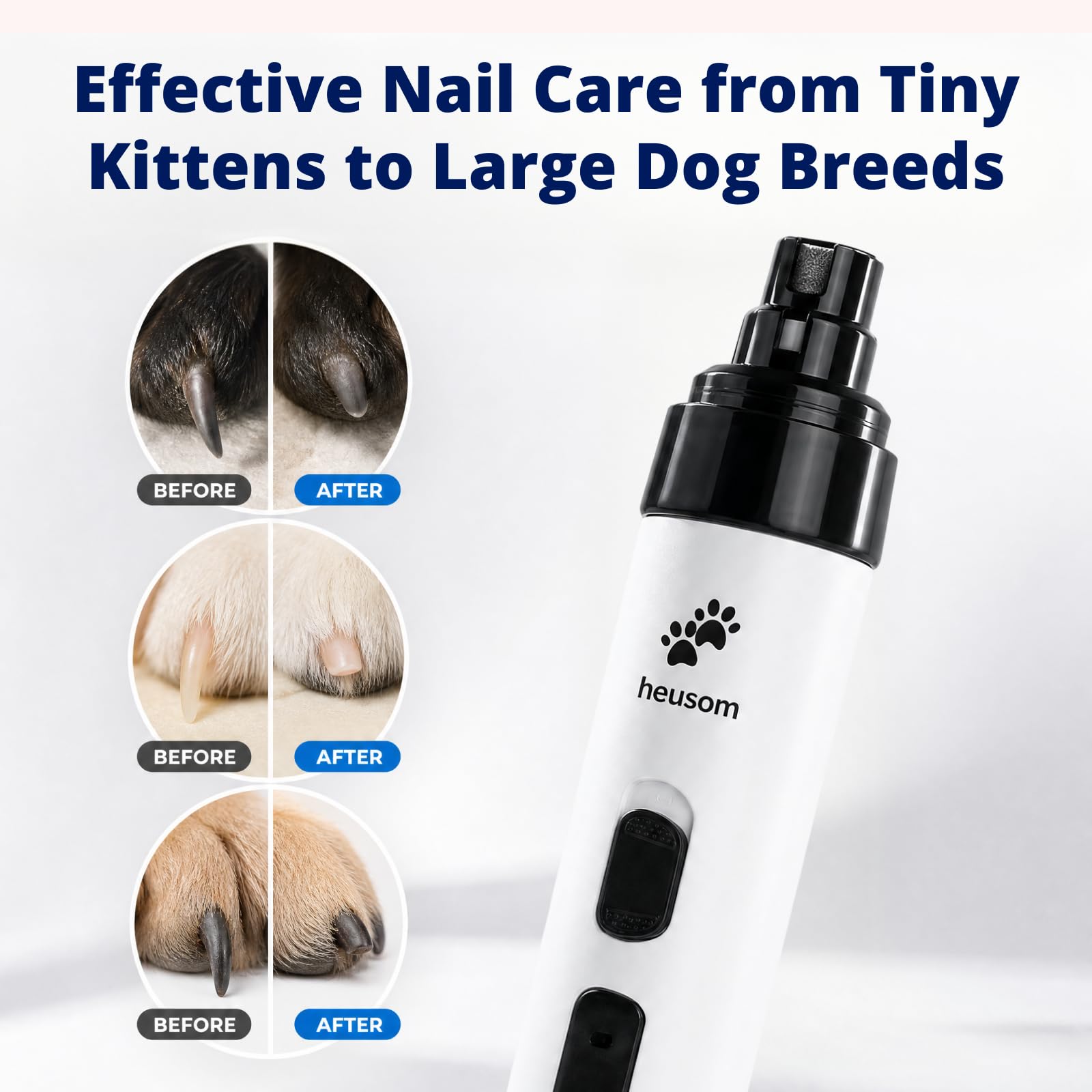 Heusom Silent Groom Pro utilisé sur petit chien réduisant anxiété