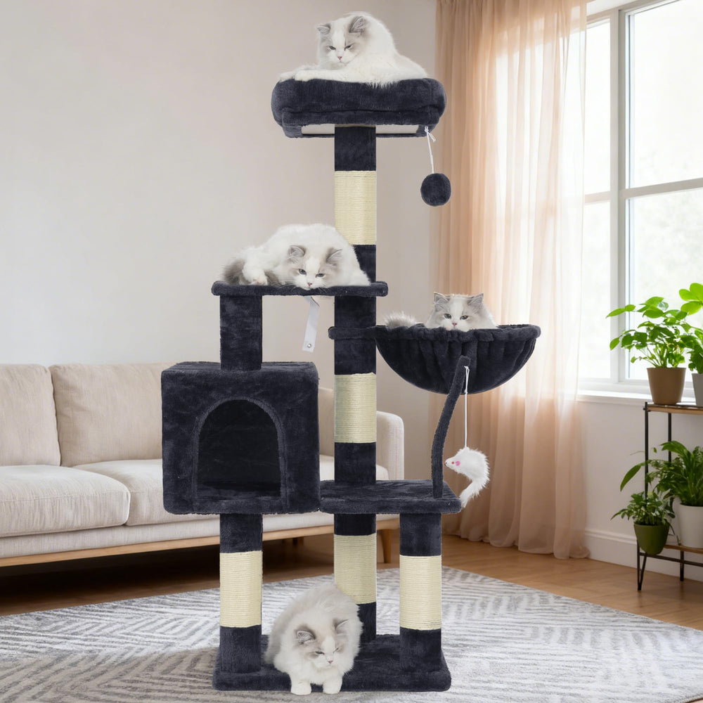 Heybly arbre à chat en situation dans un salon, intégration décorative