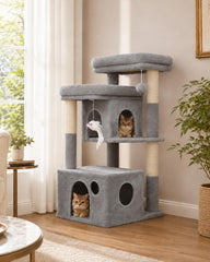 Heybly arbre à chat vue avant montrant l'ensemble stable et accueillant