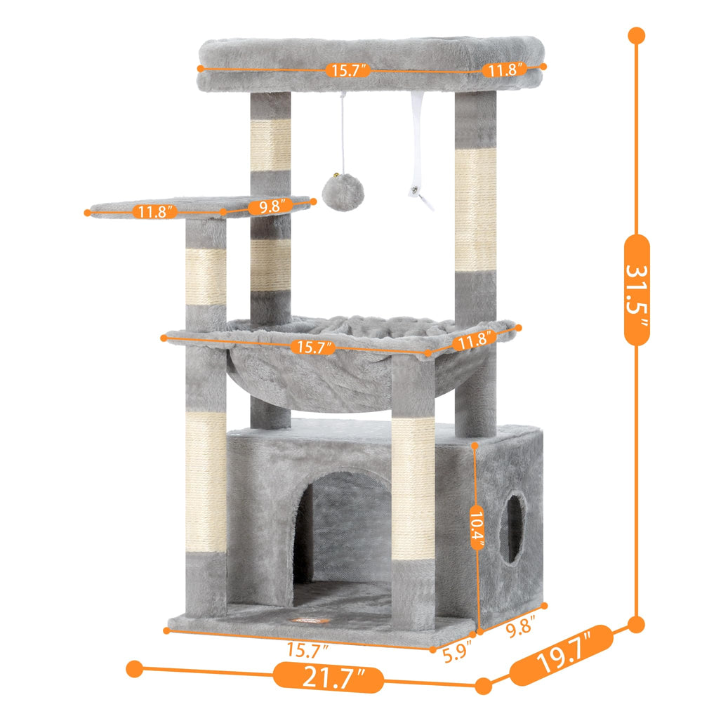 Heybly arbre en usage avec chat qui dort illustrant confort et relaxation