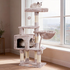 Heybly arbre à chat vue d'ensemble stable pour petits espaces