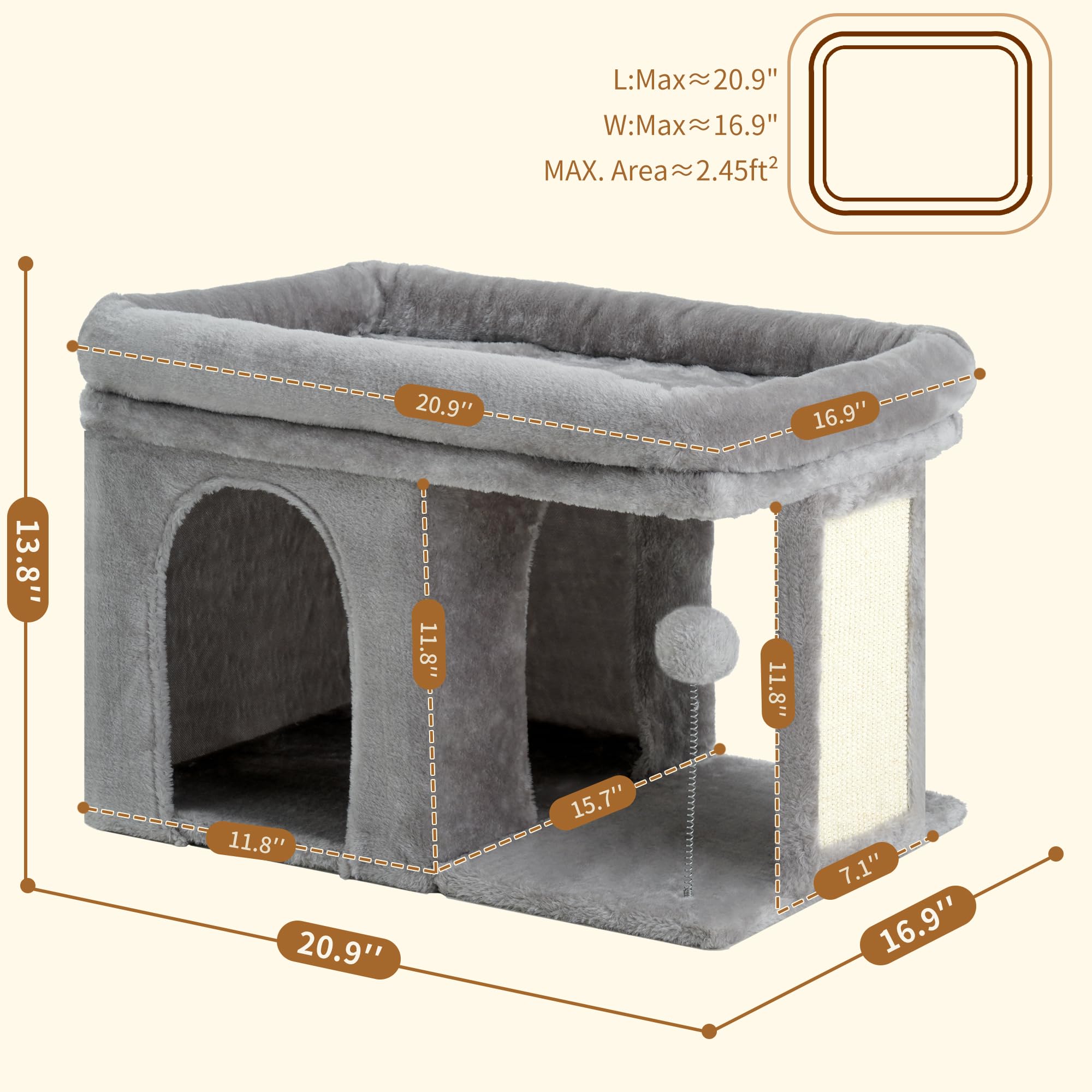 Heybly échelle comparative montrant la taille réelle face à un chat adulte