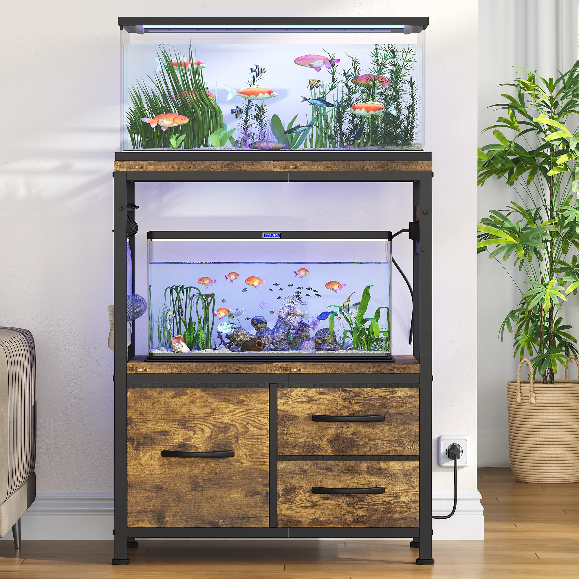 Heybly plateau supérieur portant un aquarium, support robuste jusqu'à 200 lb