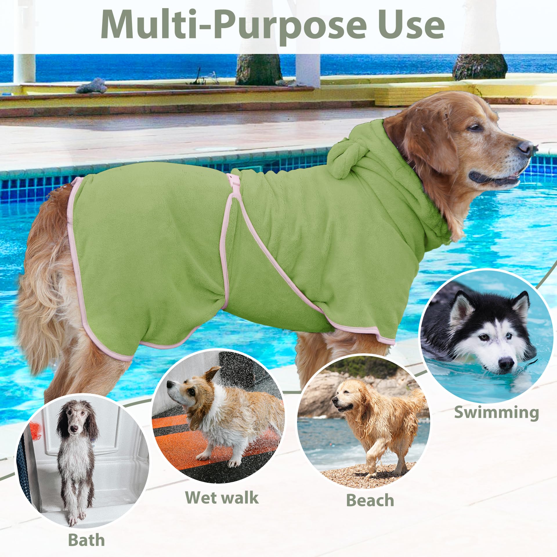 HhiMyOct chien portant peignoir après bain, facilite le séchage