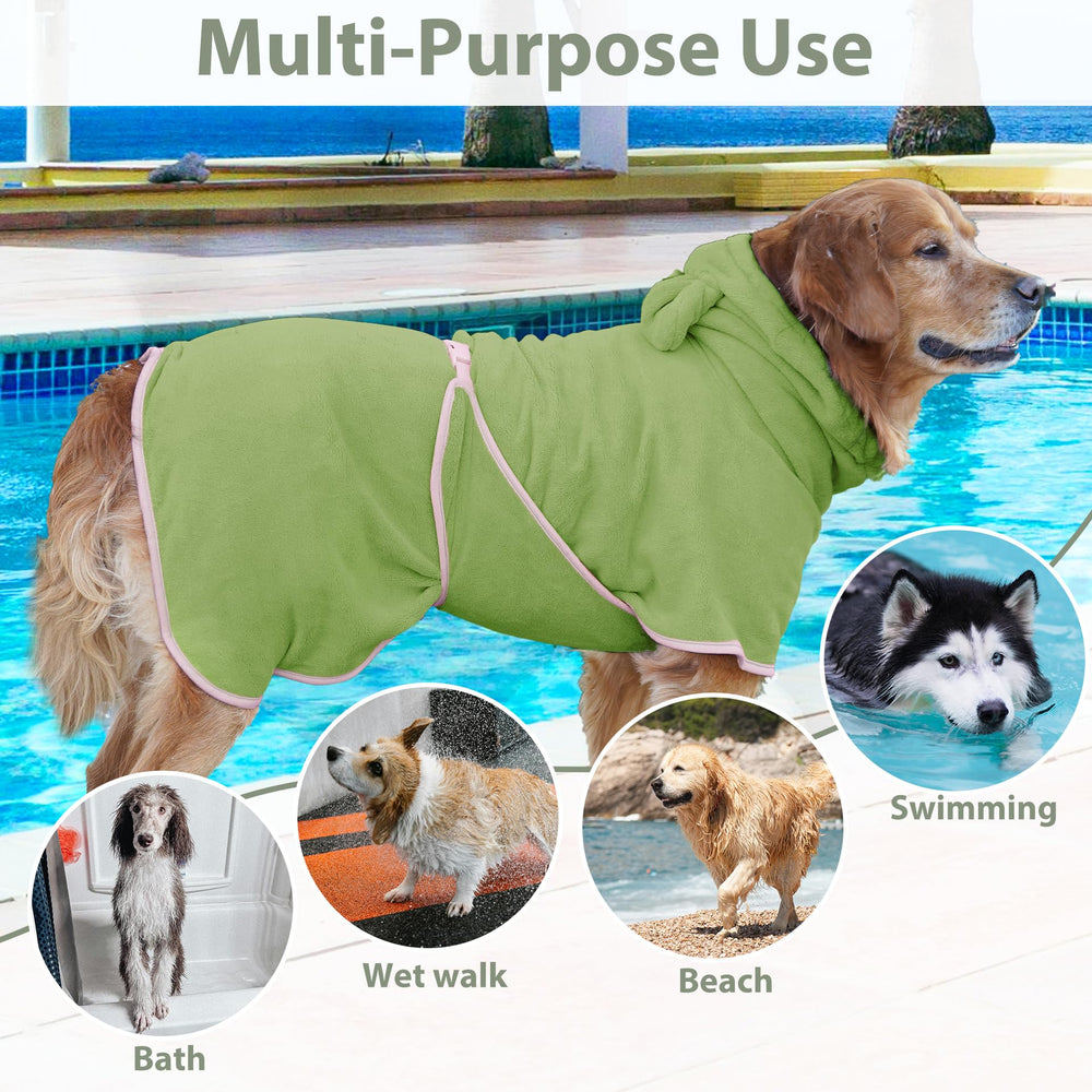 HhiMyOct chien portant peignoir après bain, facilite le séchage