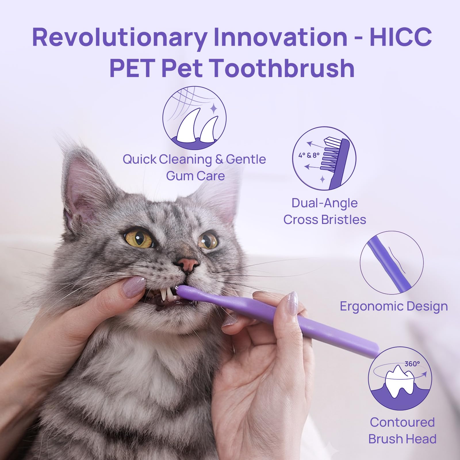 HICC PET gros plan des poils triple-action éliminant résidus alimentaires