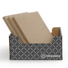 Hide & Scratch vue avant du coffre-griffoir montrant protection et design