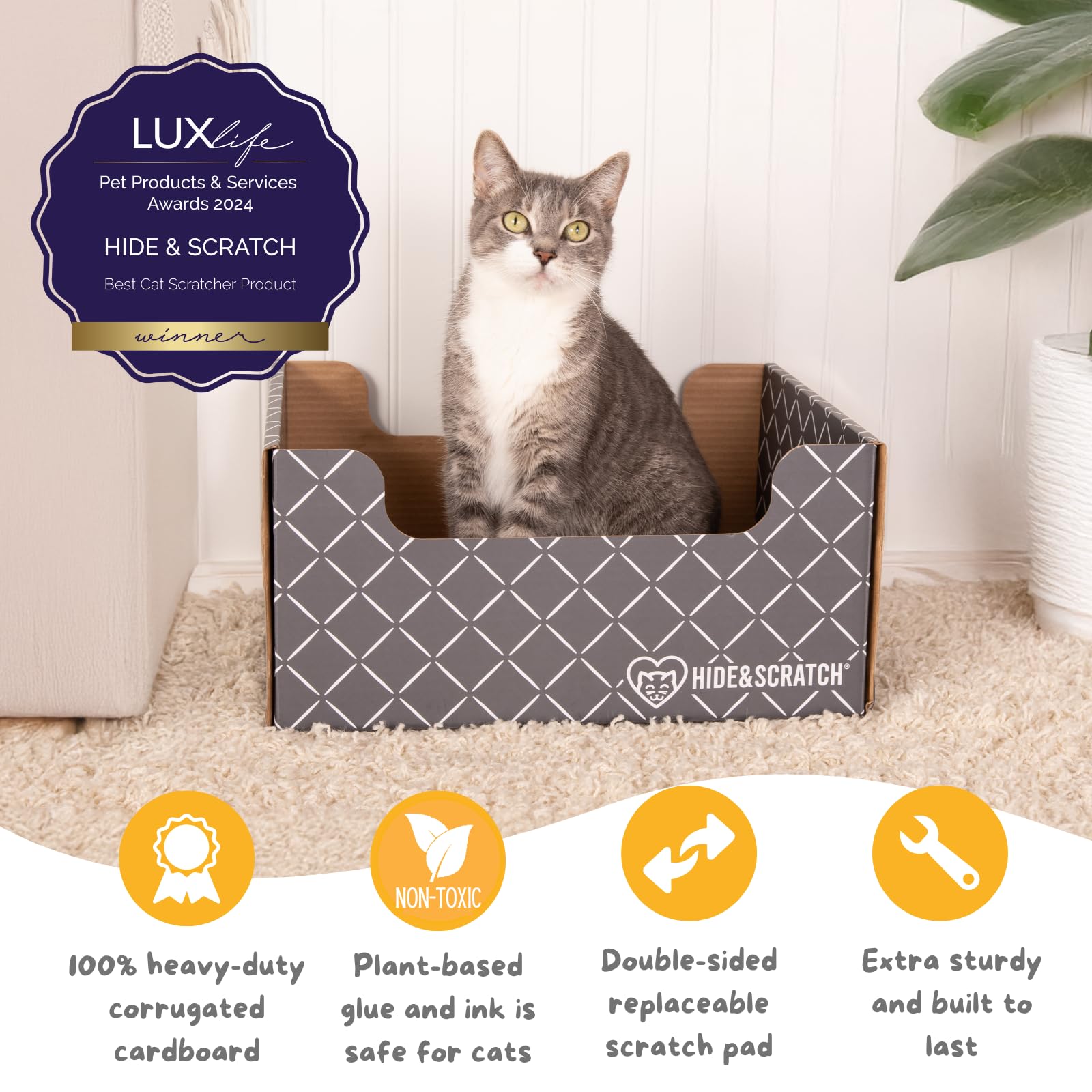 Hide & Scratch gros plan des ondulations du carton garantissant efficacité