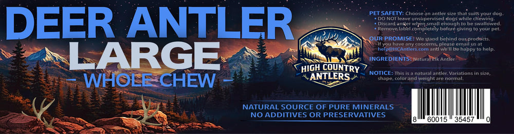 High Country Antlers comparaison taille illustrant proportion adaptée aux grands chiens