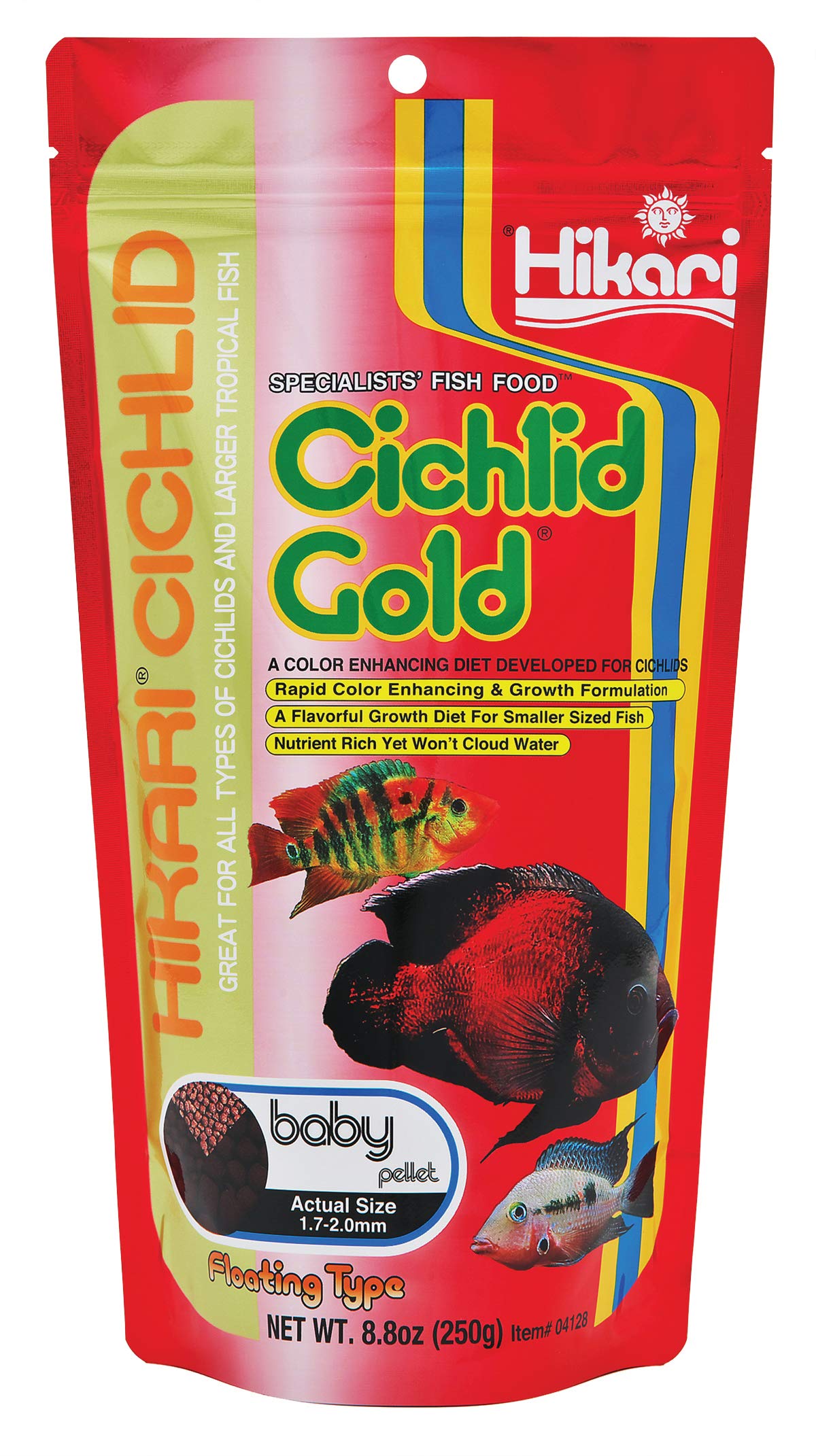 Hikari Cichlid Gold emballage avant montrant le produit et la quantité