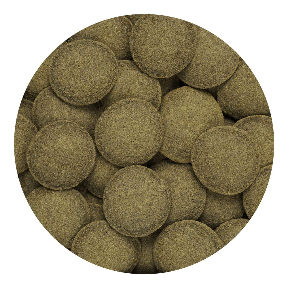 Hikari pastille à côté d'une règle bénéfice : taille adaptée pour plecos