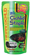 Hikari emballage avant Cichlid Staple montrant le bénéfice d'une alimentation quotidienne claire