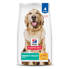 Hill's Science Diet face avant du paquet montrant la recette Poulet et Riz Brun bénéfice contrôle du poids