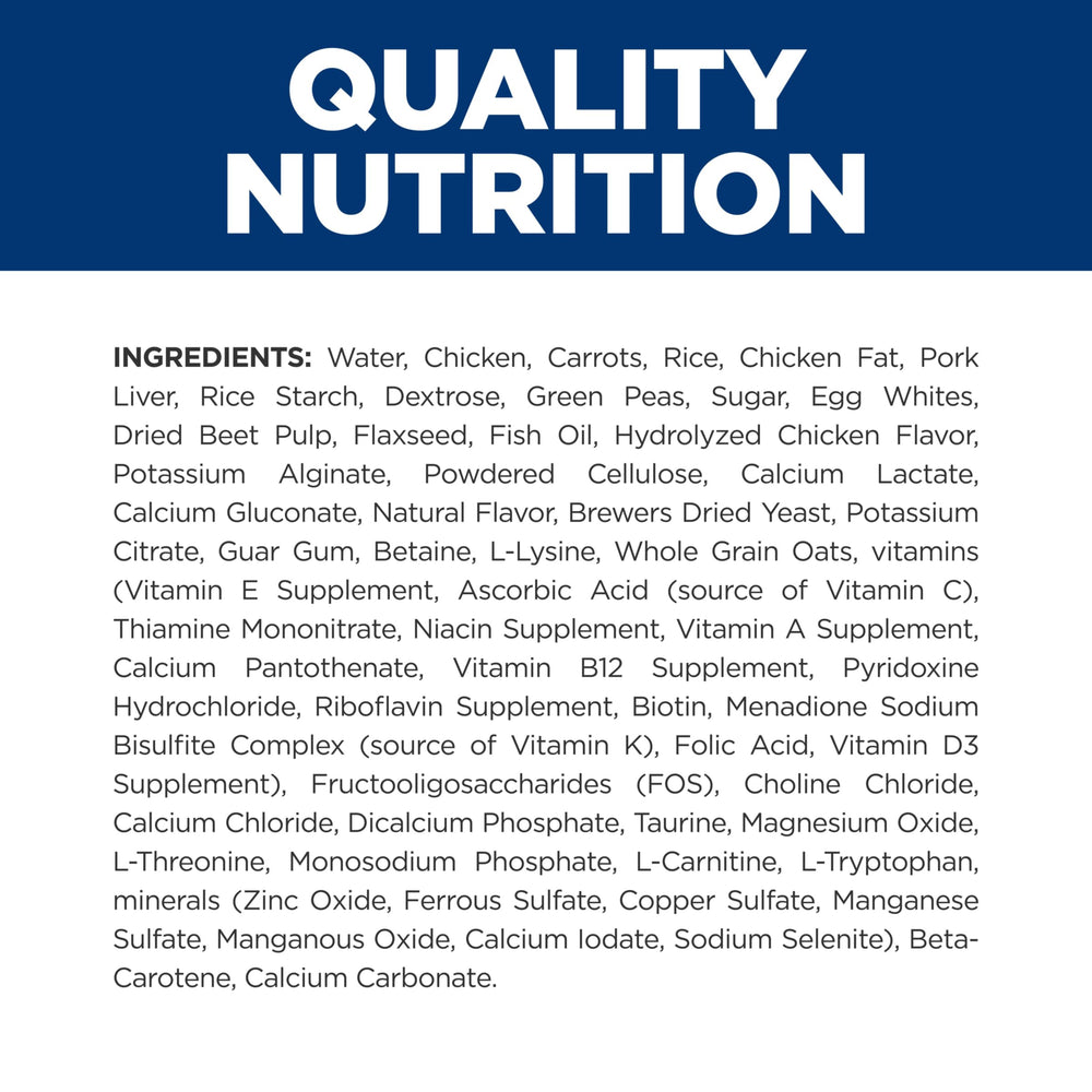 Hill's affiche l'étiquette nutritionnelle indiquant protéines et minéraux contrôlés