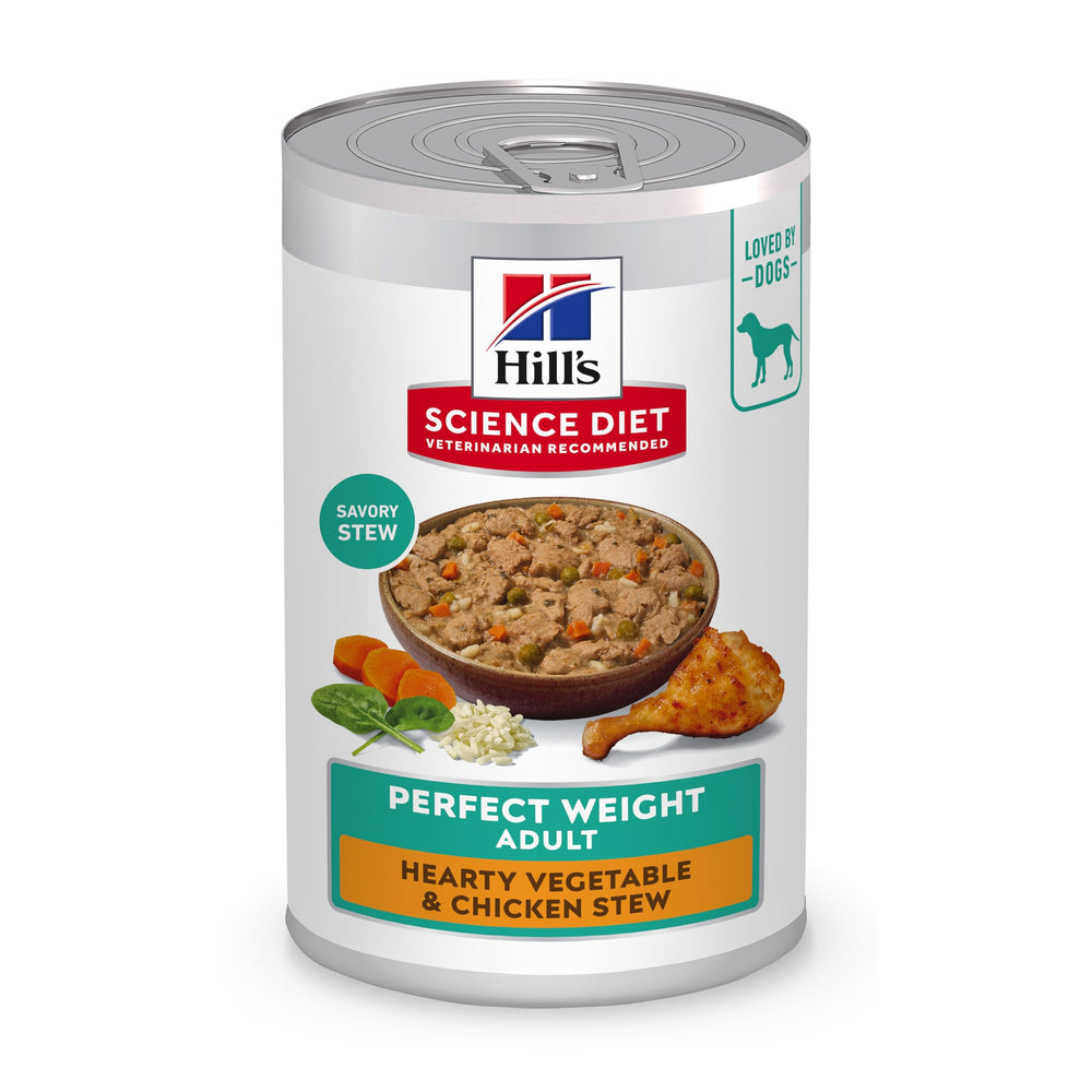 Hill's emballage avant de la pâtée poulet et légumes, rassure sur la gestion du poids