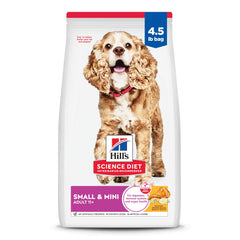 Hill's emballage visible montrant formule Senior 11+ pour petites races bénéfice clarté