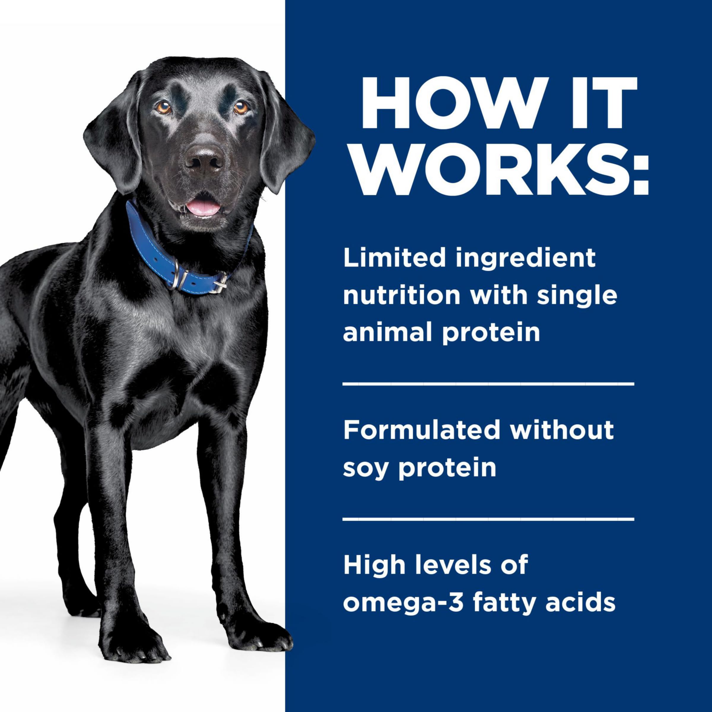 Zoom sur saumon, ingrédient principal Hill's Prescription Diet d/d indiquant source protéique unique