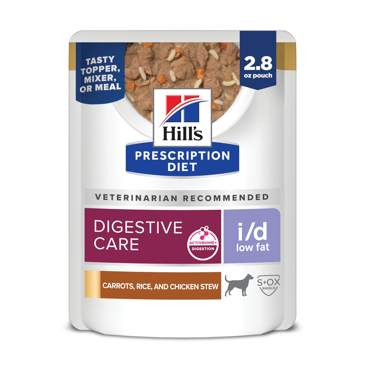 HILL'S PRESCRIPTION DIET emballage frontal montrant produit et bénéfice digestif